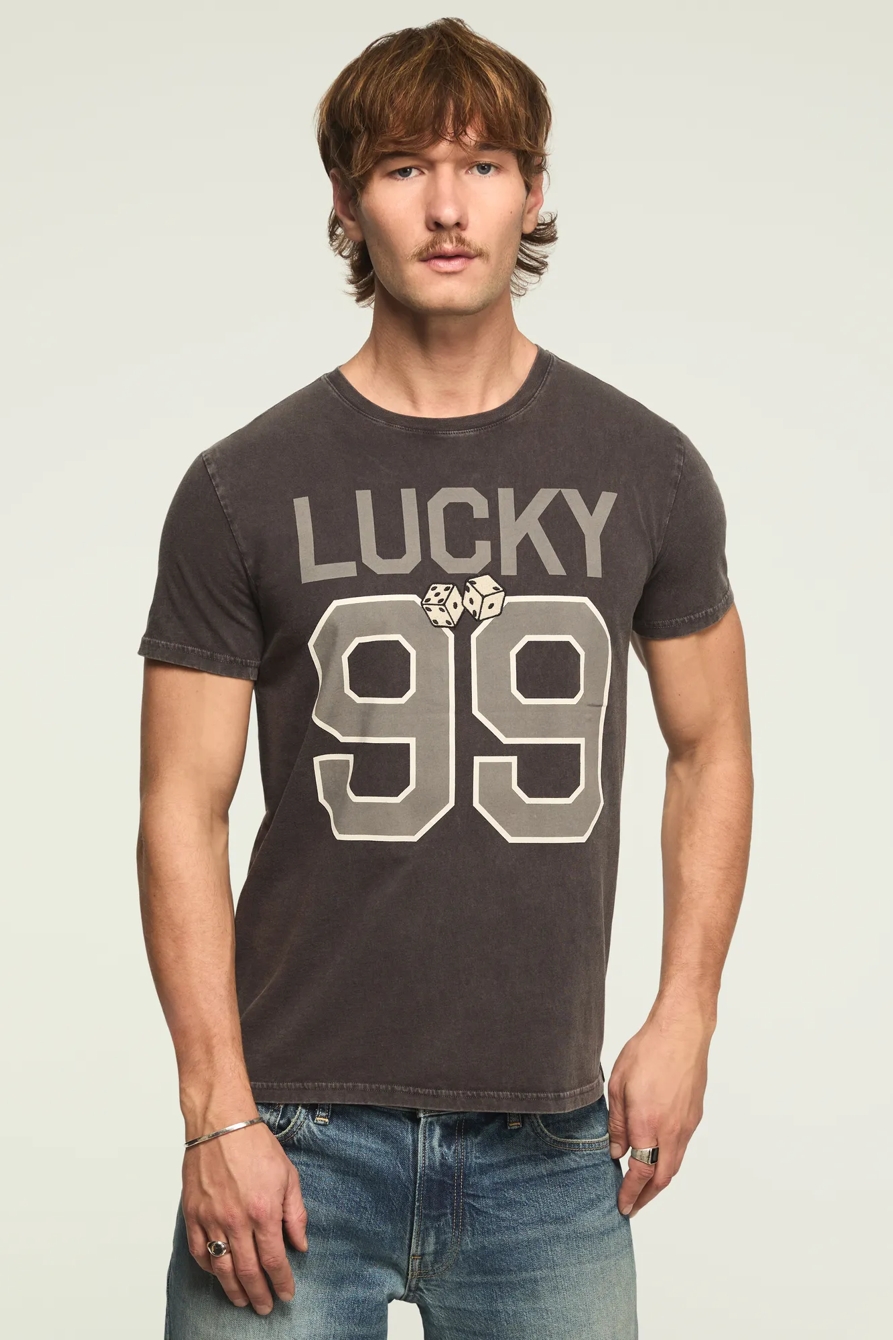 Image of Lucky Brand Lucky Dice Football Tee - Men's Clothing Tops Shirts Tee Graphic T Shirts in Jet Black