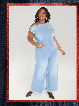 Off The Shoulder Denim Jumpsuit