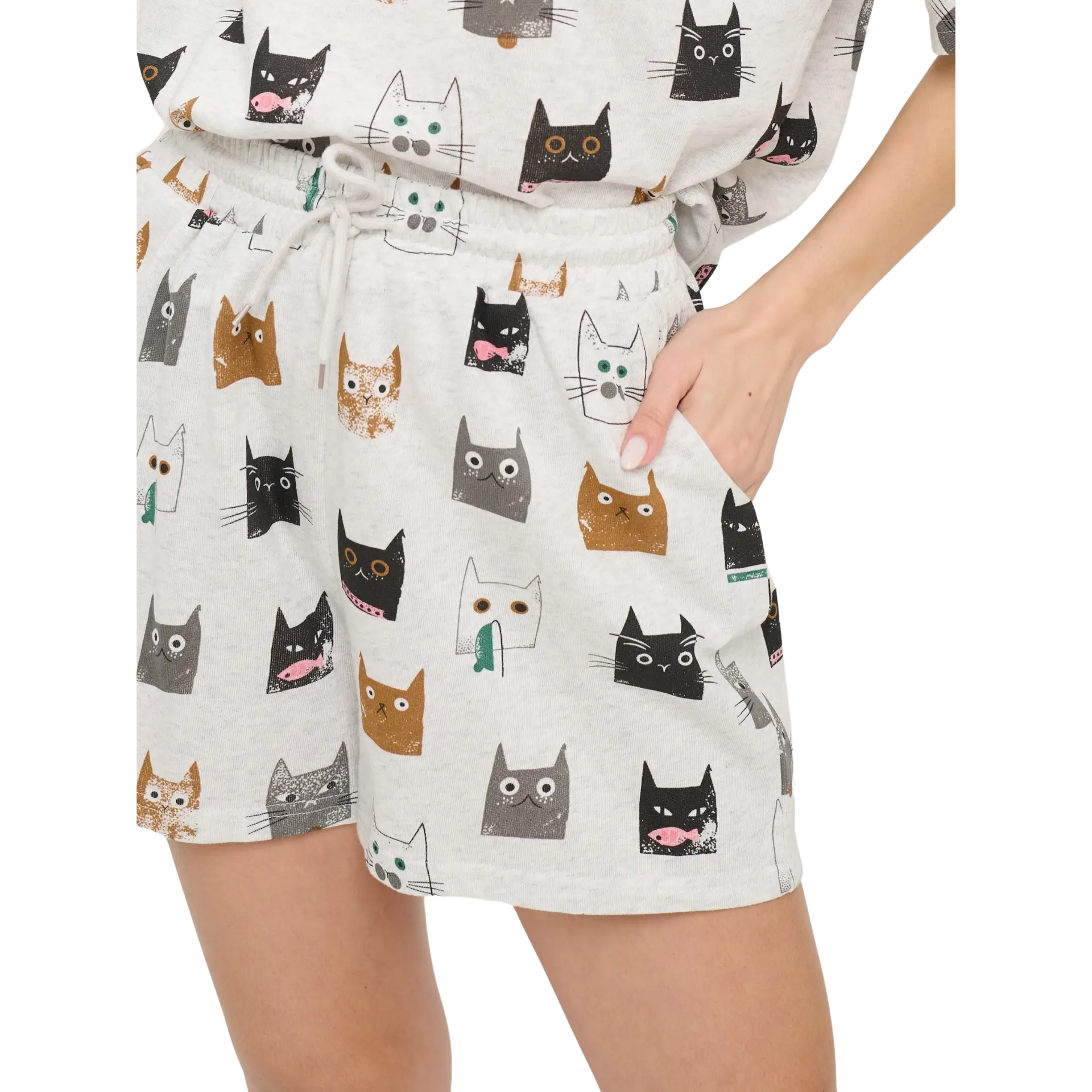 Image of Cute Multi-Kitten Face Relaxed Fit Shorts