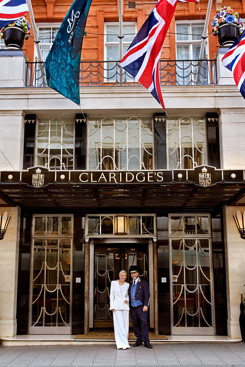 Dr. Barbara Sturm in front of Claridge's entrance