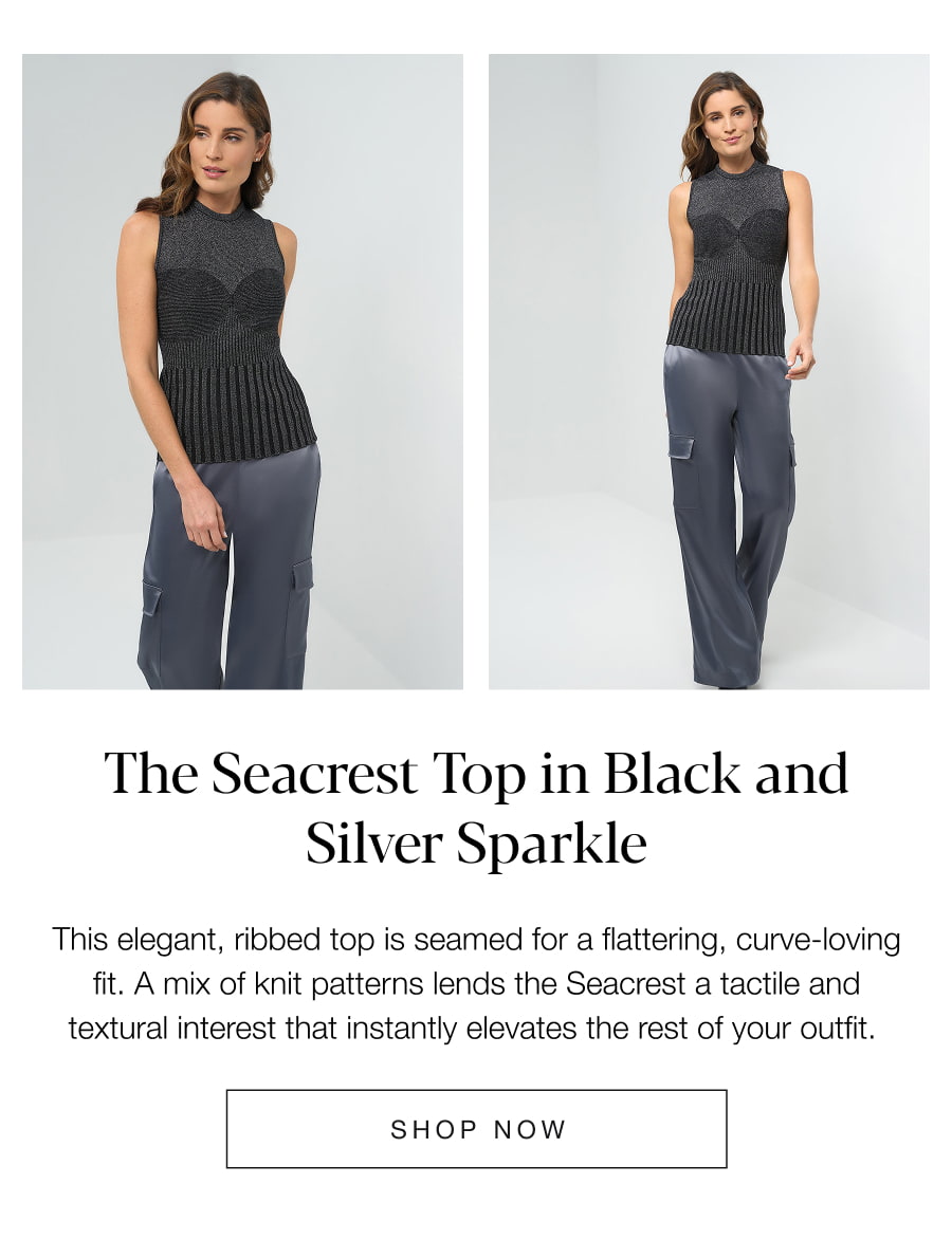 The Seacrest Top in Black and Silver Sparkle. SHOP NOW