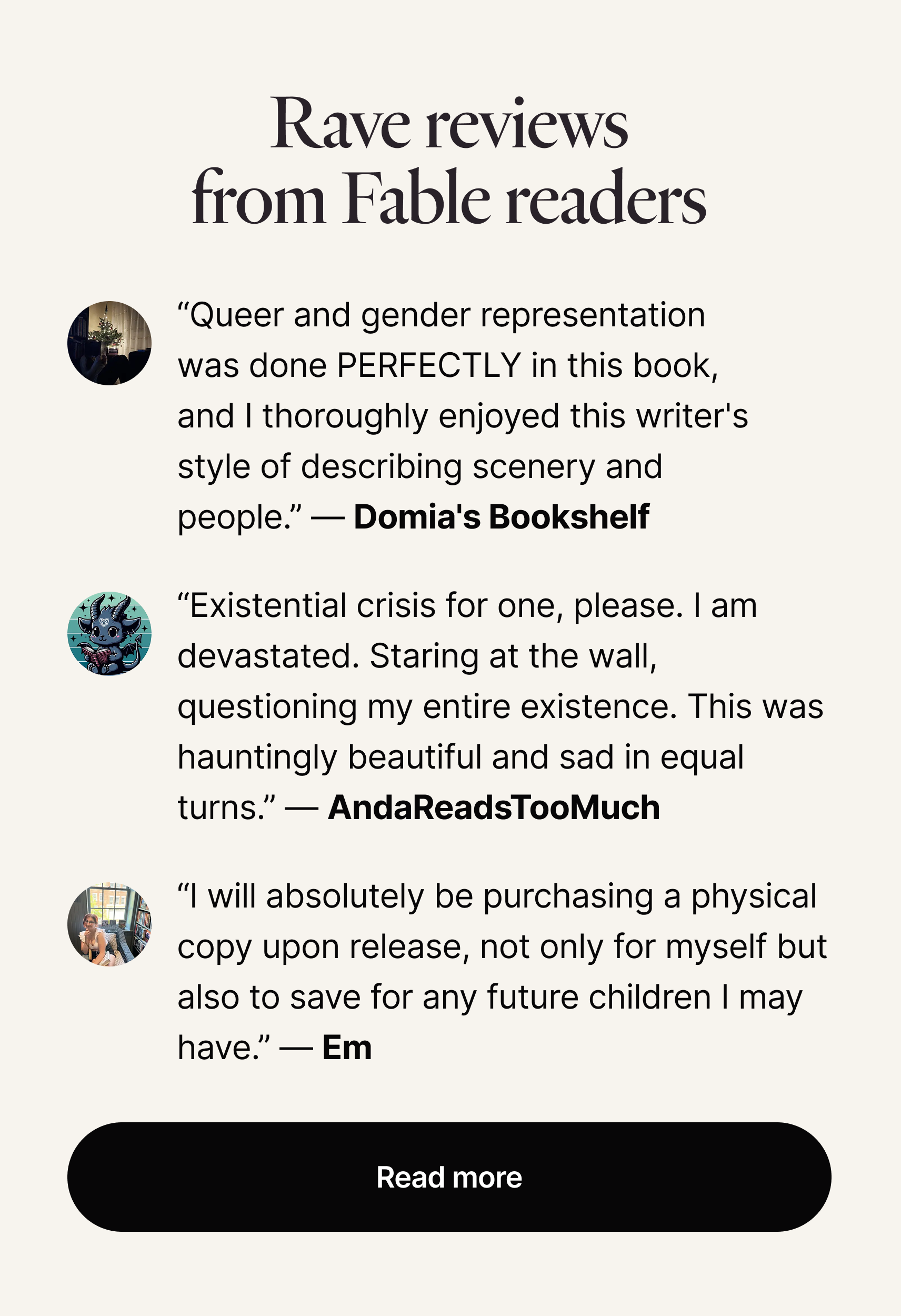 Reviews from readers
