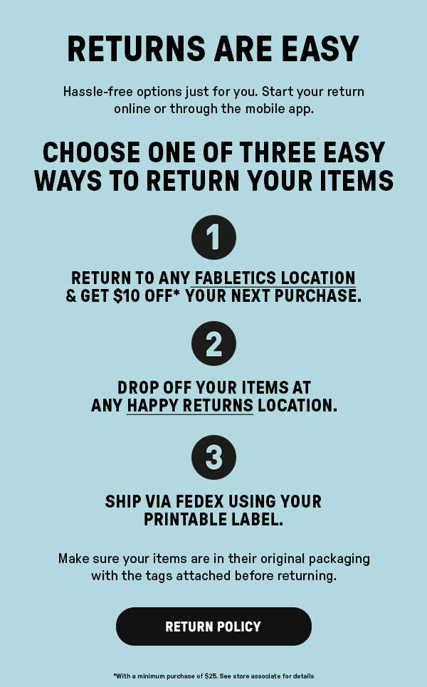 RETURNS ARE EASY