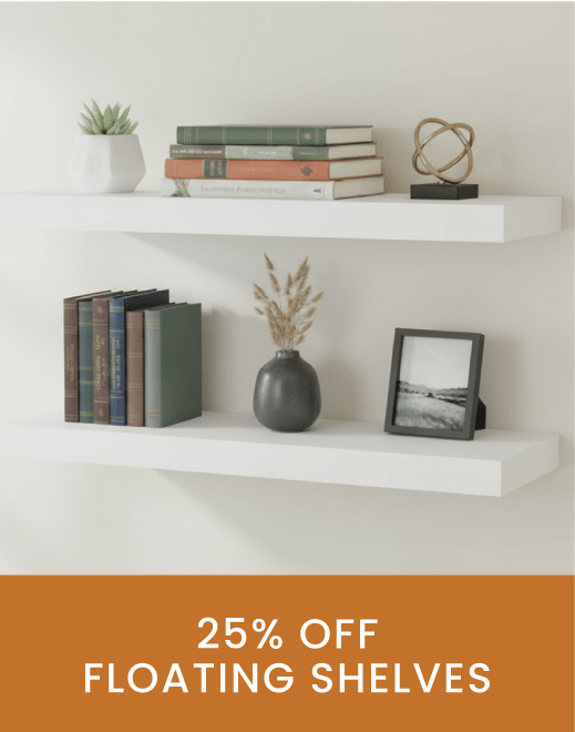 25% off floating shelves
