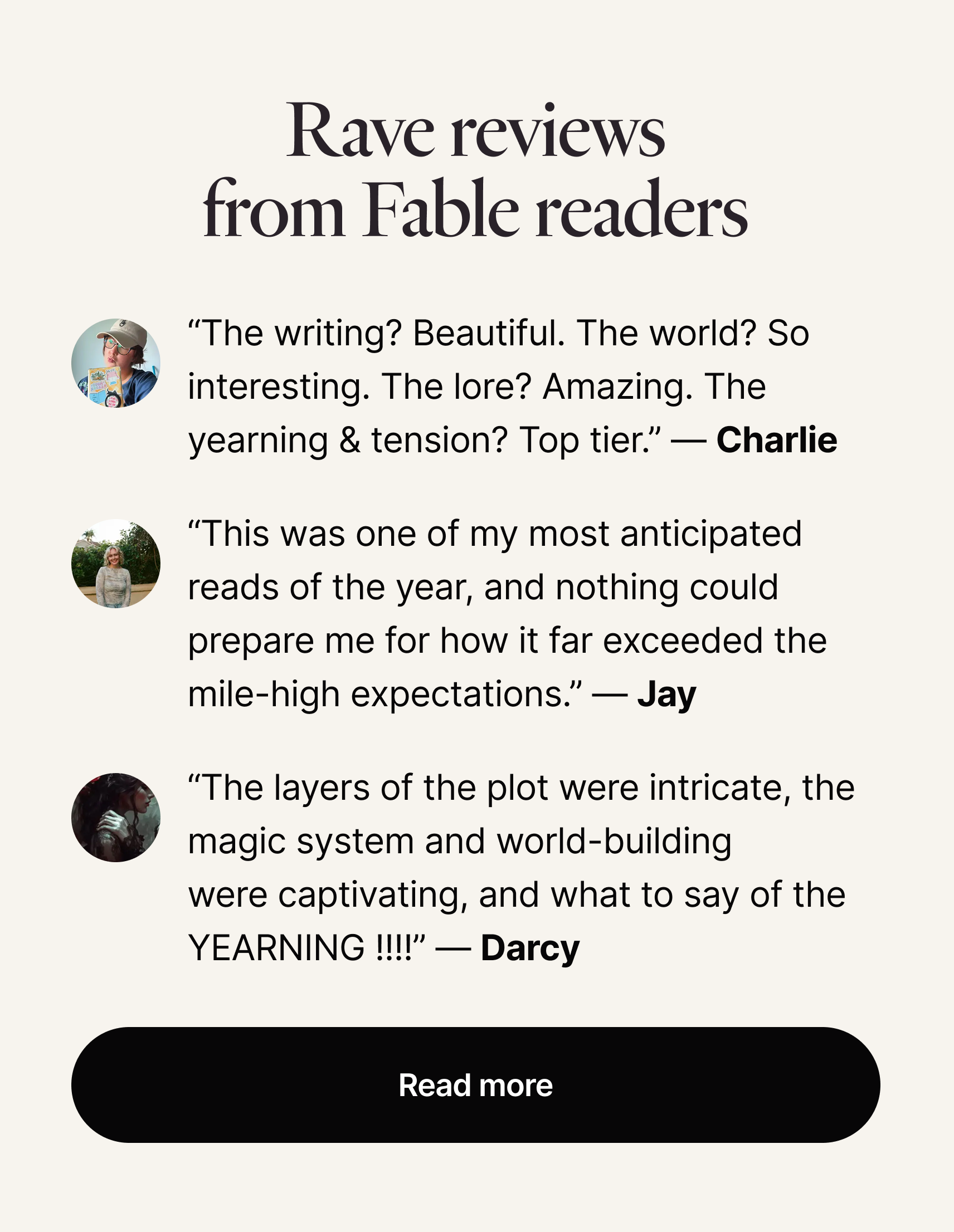 Reviews from readers