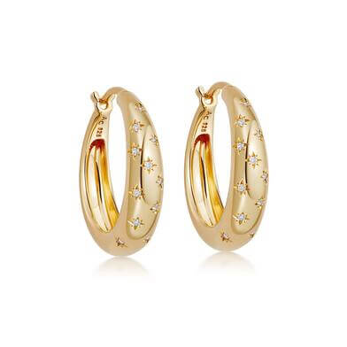 Gold Celestial Tiny Star Hoop Earrings