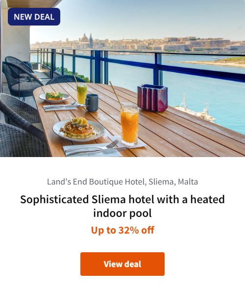 Sophisticated Sliema hotel with a heated indoor pool