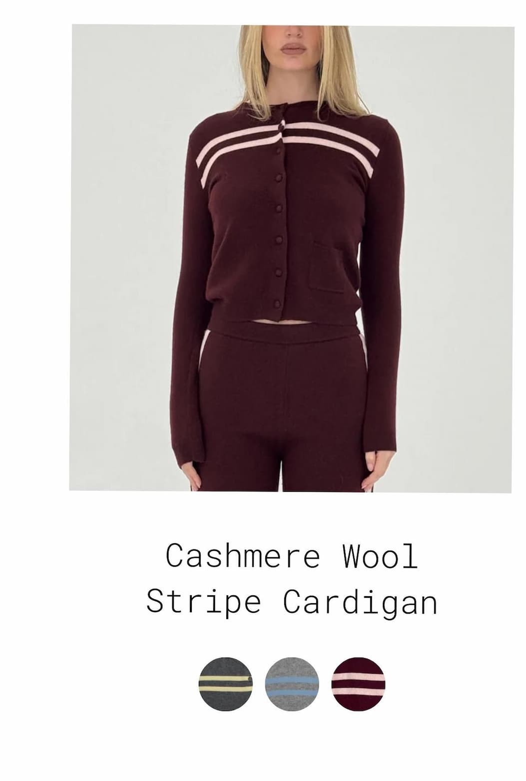 Cashmere Wool Stripe Cardigan