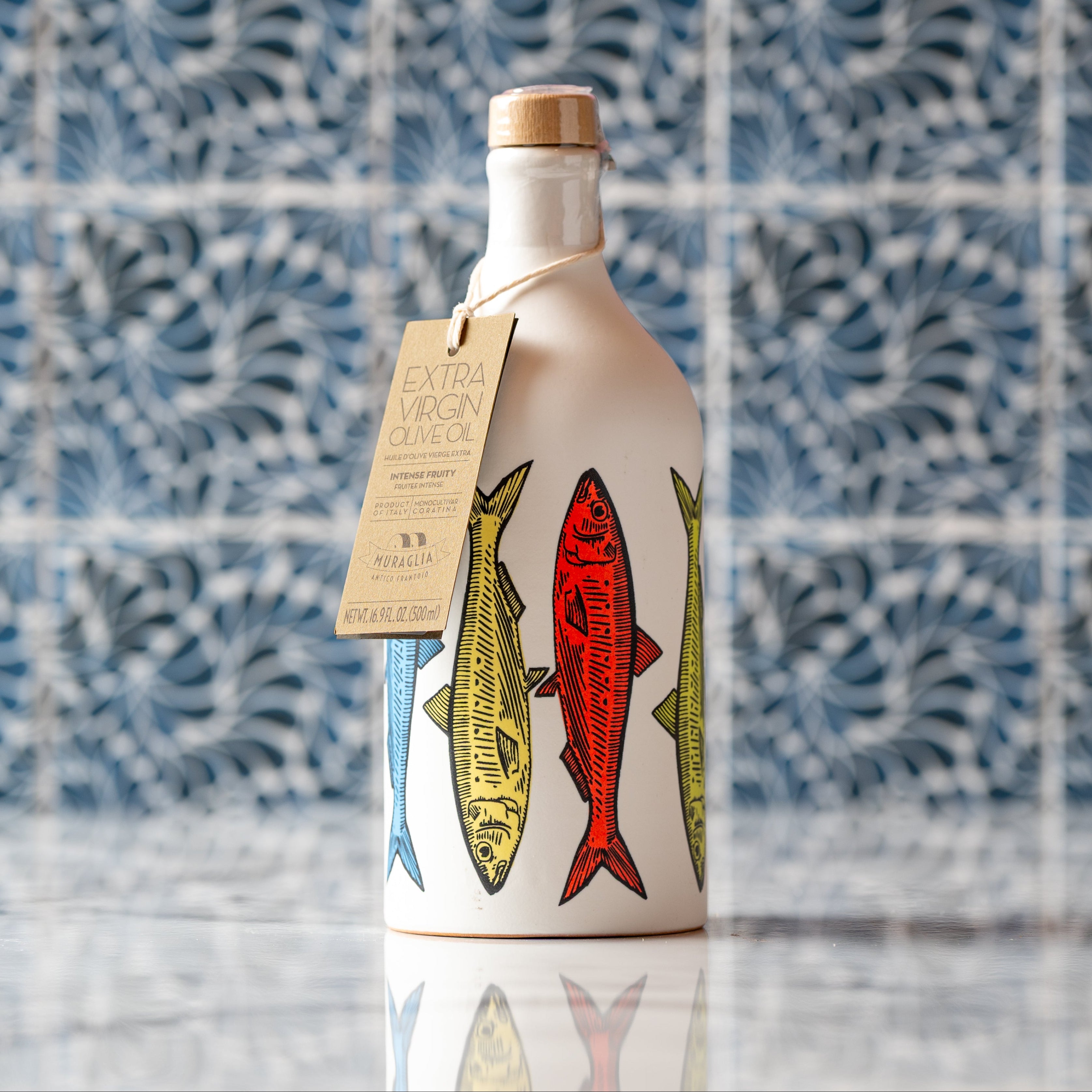 Image of Muraglia, Extra Virgin Olive Oil, Hand Painted Sardine Bottle, 500ml
