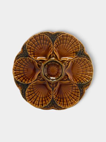 1950s Ceramic Oyster Plates – 9in/23.5cm (Set of 10)