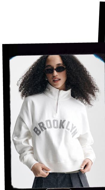 Women's Oversized Brooklyn Half Zip Sweatshirt Antique White