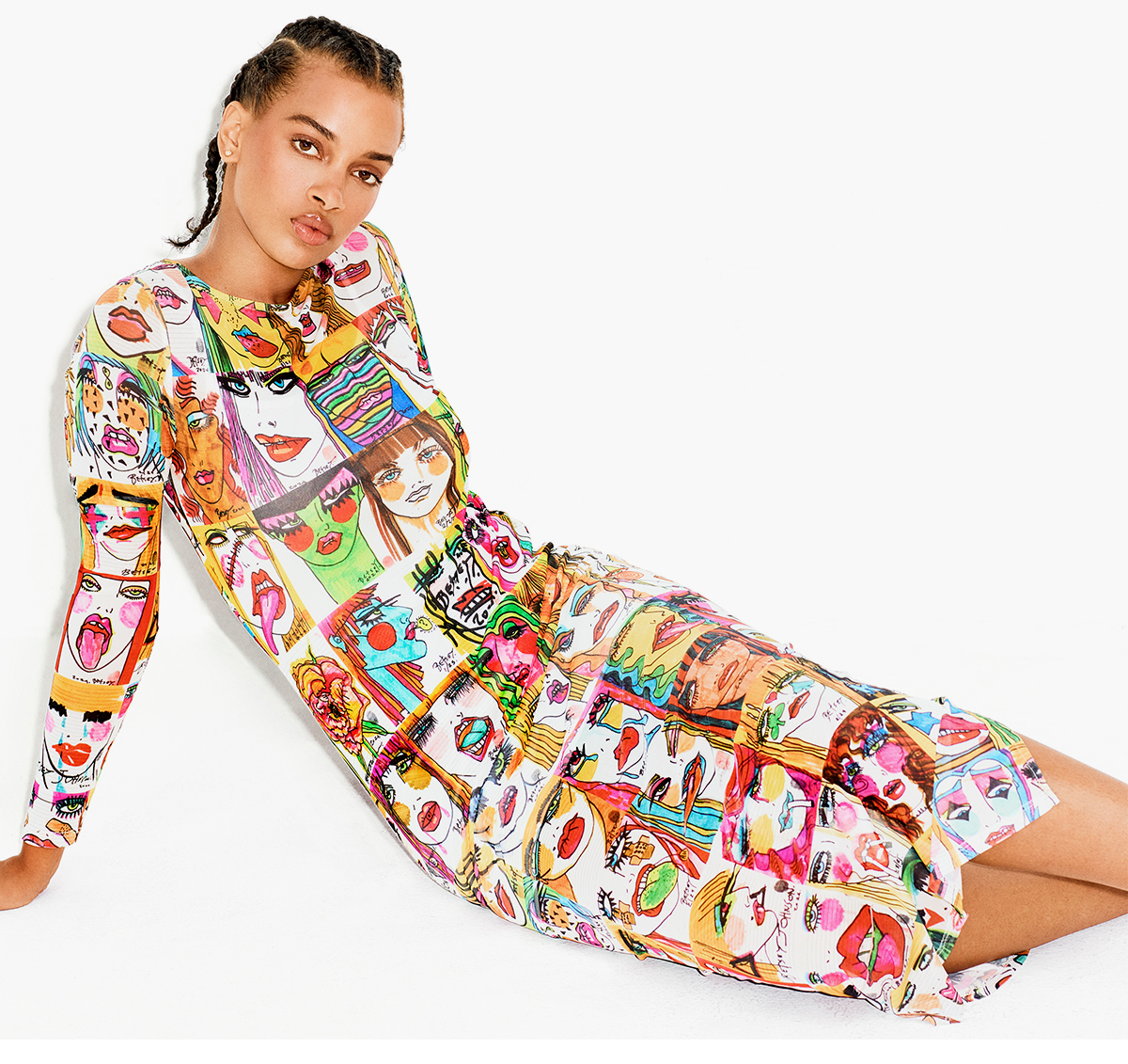 BETSEYS PRINT SHEER DRESS