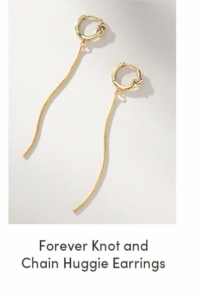 Forever Knot and Chain Huggie Earrings