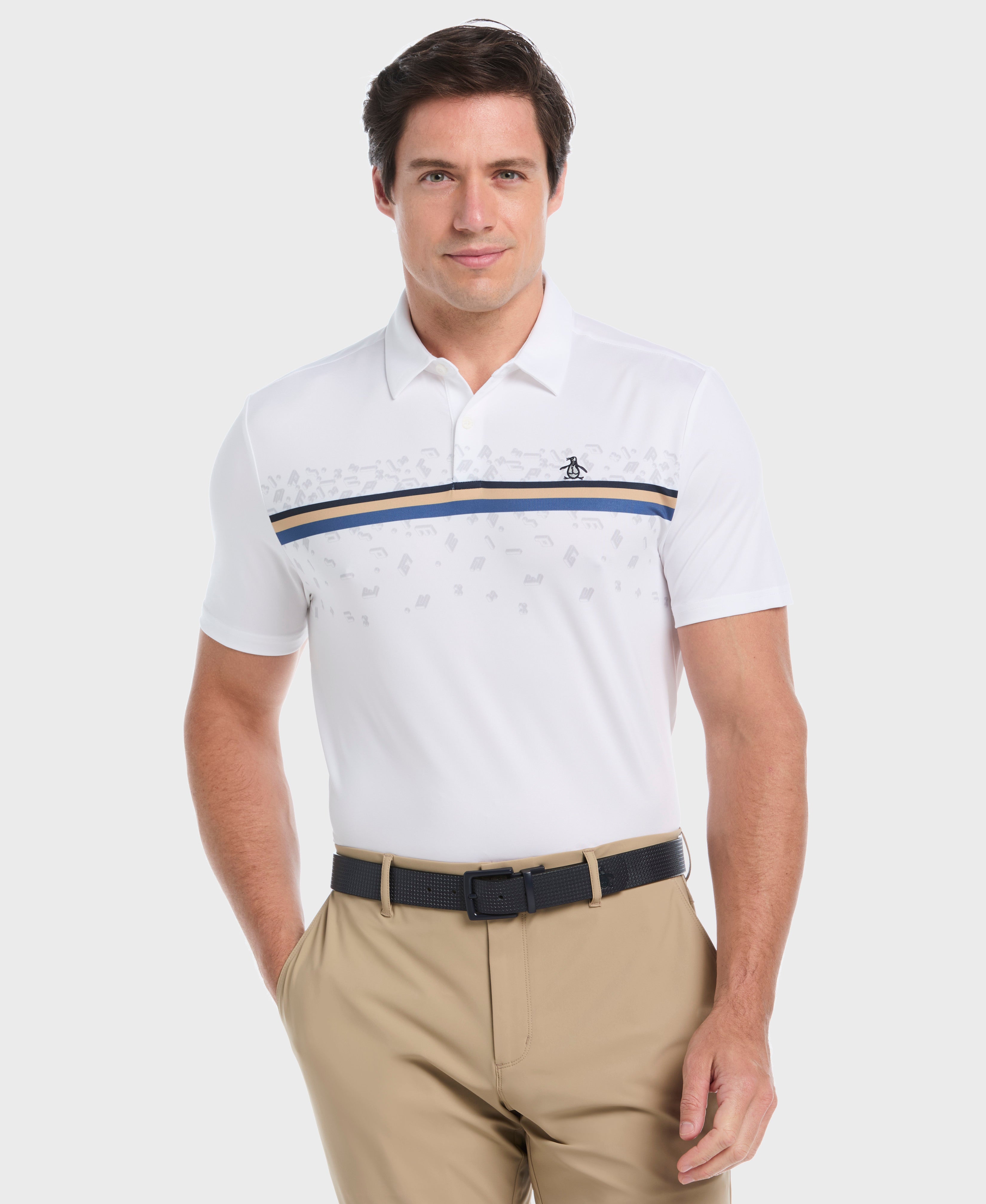 Image of "Got Game" Stripe Novelty Golf Polo