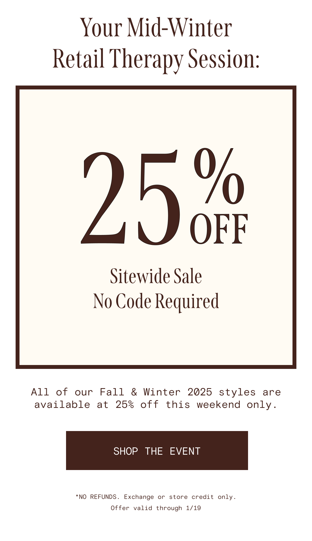 Your Retail Therapy Session - 25% off