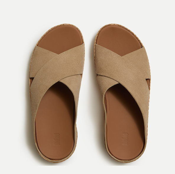 LULU Lux Graphic-Weave Suede Cross Slides
