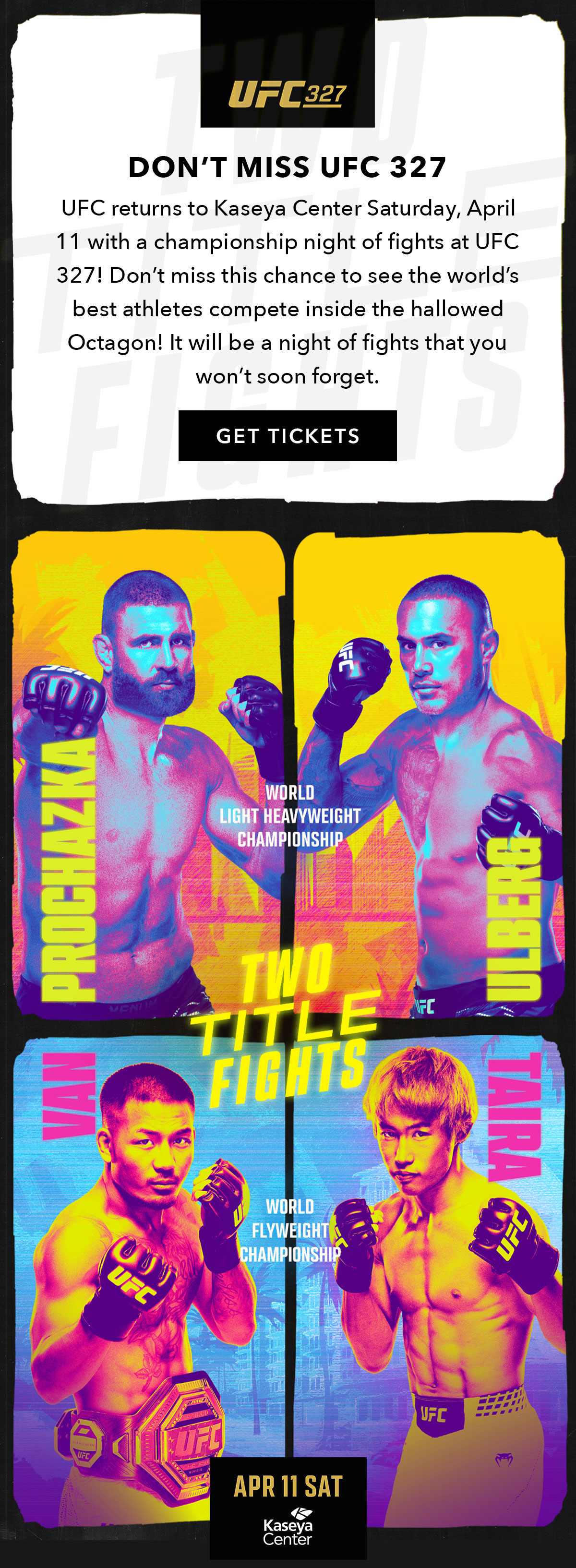 UFC | Saturday, April 11, 2026 | Get Tickets