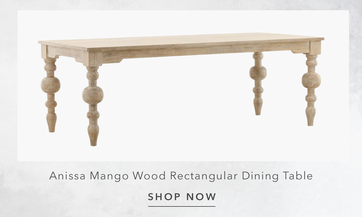 Anissa Updated Traditional Whitewash Mango Wood Rectangular Dining Table