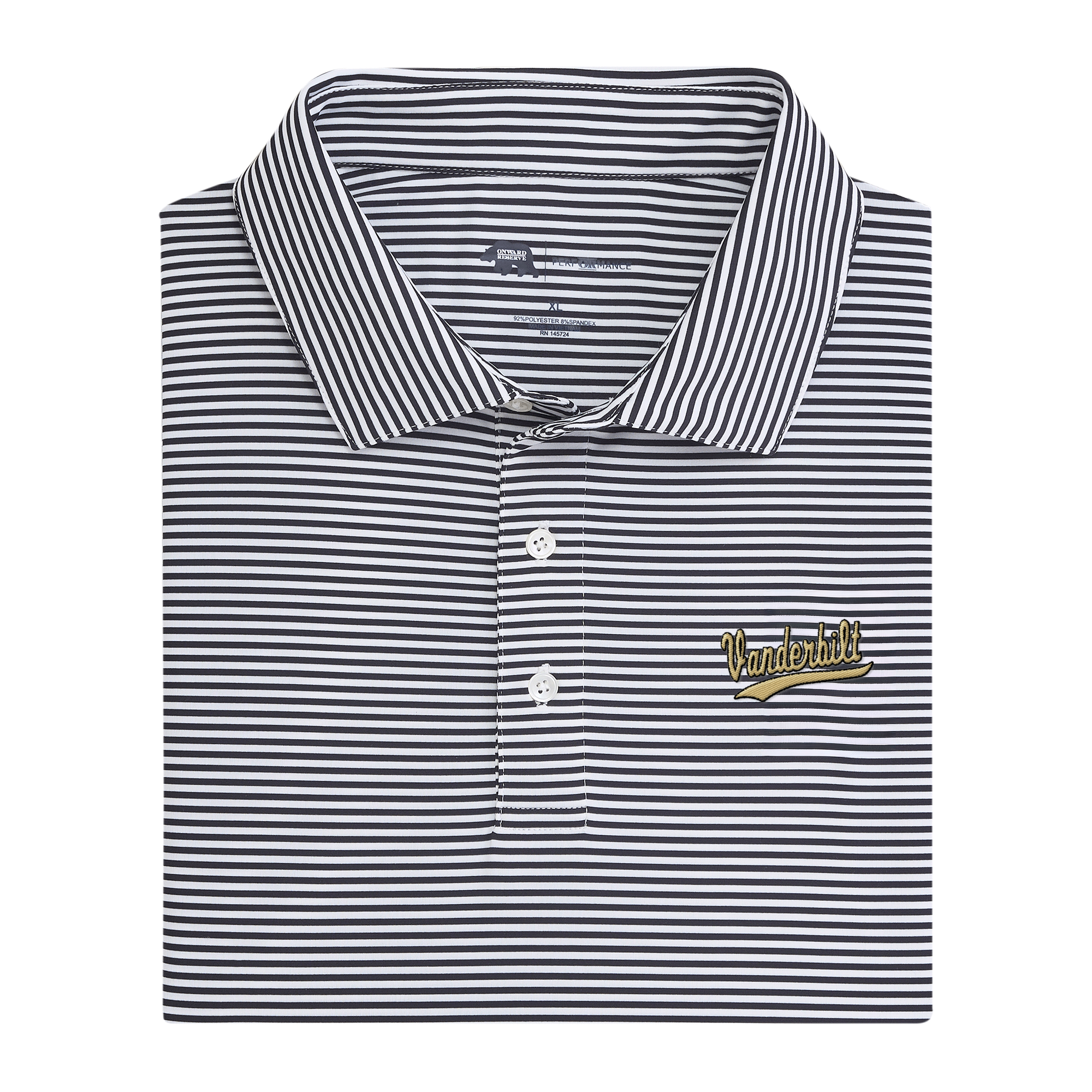 Image of Vanderbilt Baseball Script Echo Stripe Performance Polo