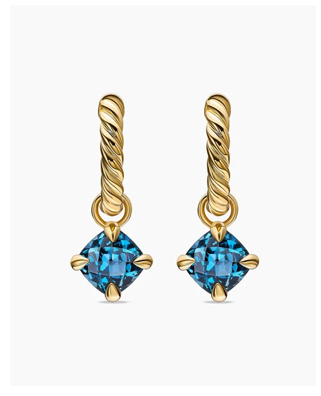 Micro Chatelaine® Drop Earrings18K Yellow Gold with Hampton Blue Topaz, 5mm