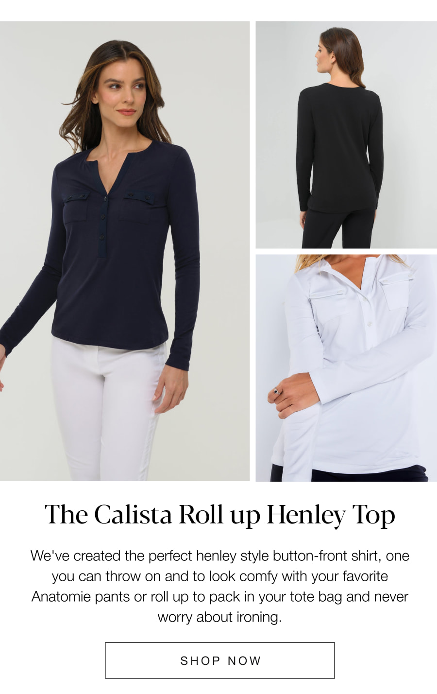 The Calista Roll Up Henley Top