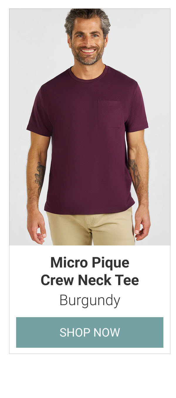 Burgundy Micro Pique Crew Neck Tee