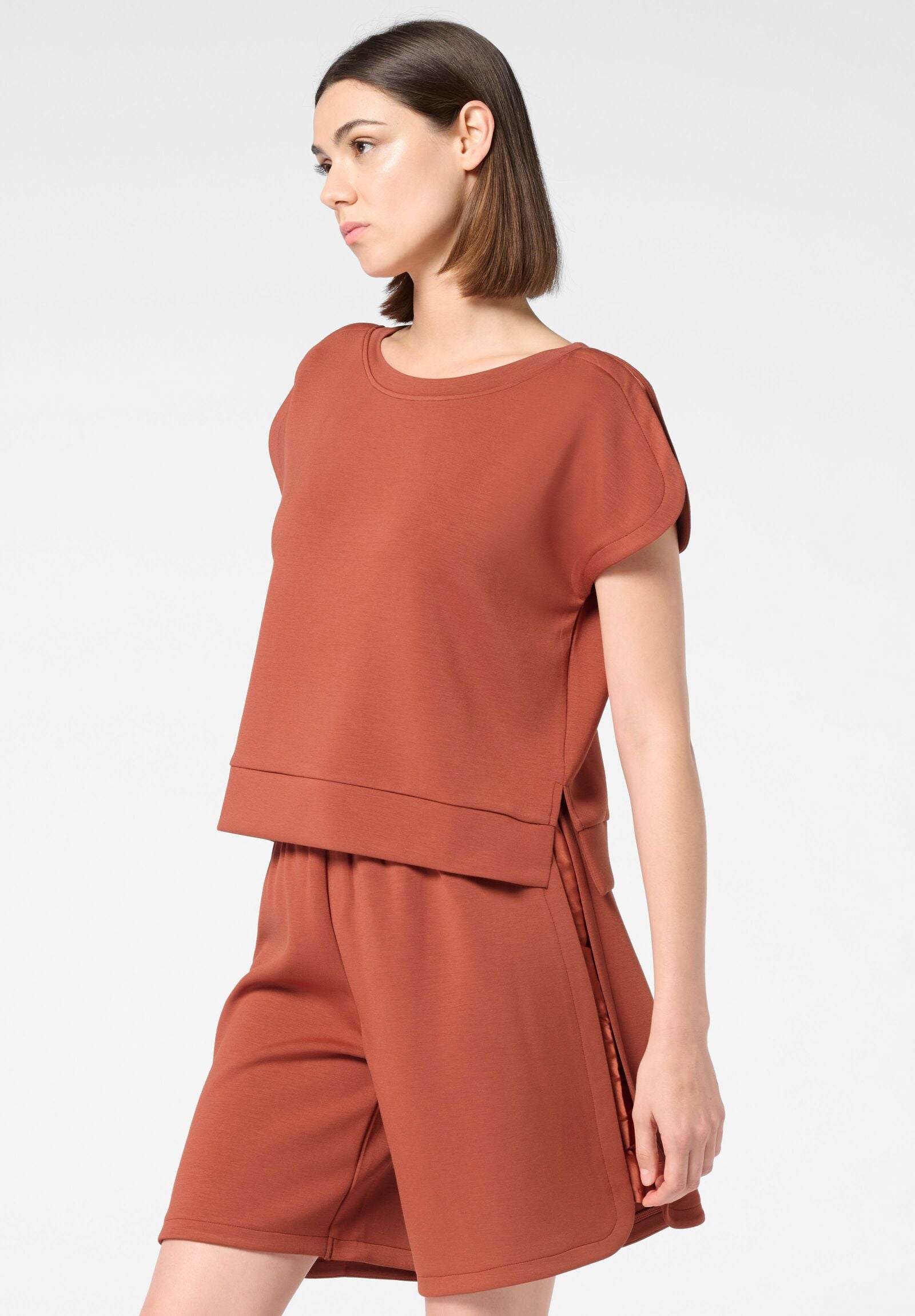 Image of Modal Boarding Pass Technical Fabric T-shirt - Terracotta