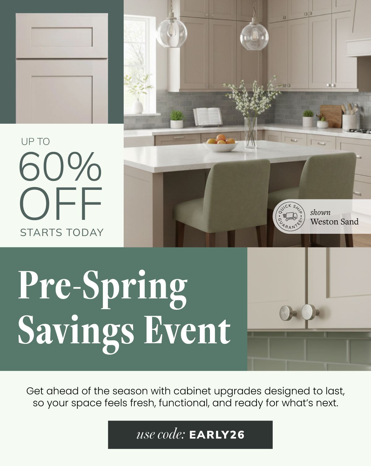 Pre-Spring Savings Up to 60% Off - Code EARLY26