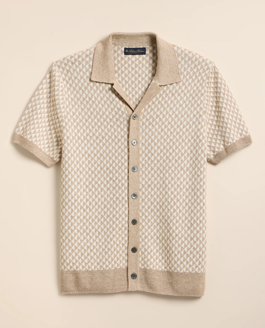 Image of Linen-Cotton Jacquard Johnny Collar