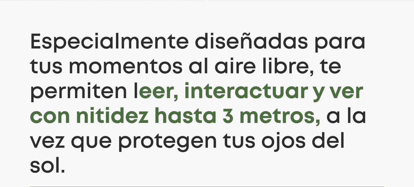 The Multi-distance™ sun let you read, interact and see clearly up to 3 meters while protecting your eyes from the sun.