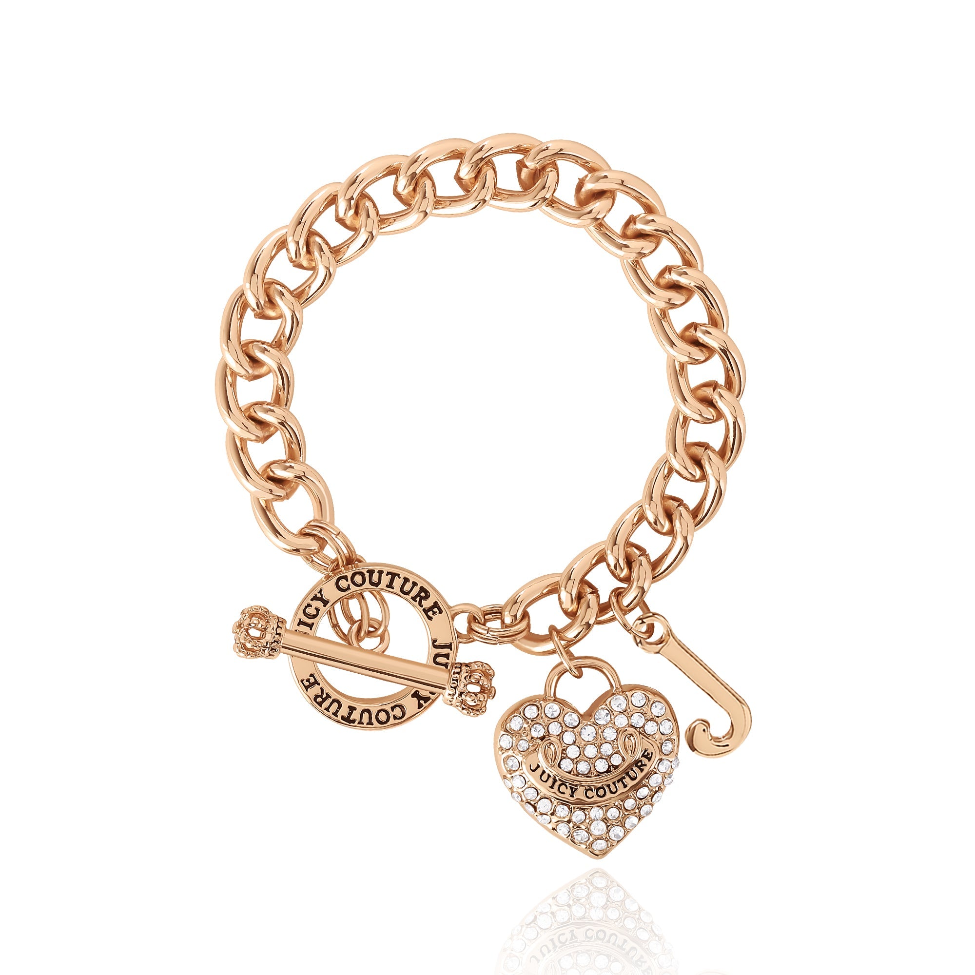 Image of Crystal Heart Charm Toggle Bracelet