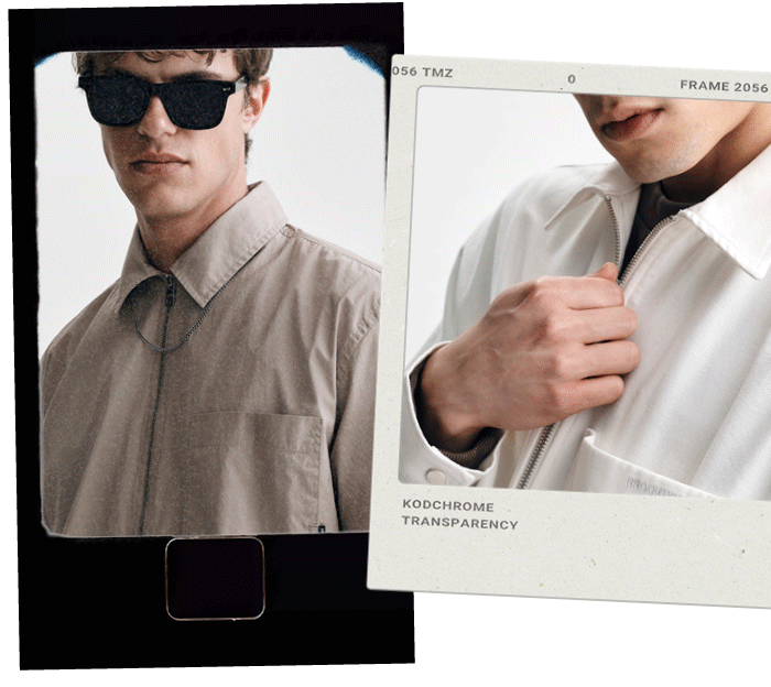Model in new spring overshirts