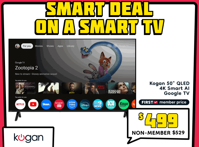 Kogan 50" QLED 4K Smart AI Google TV