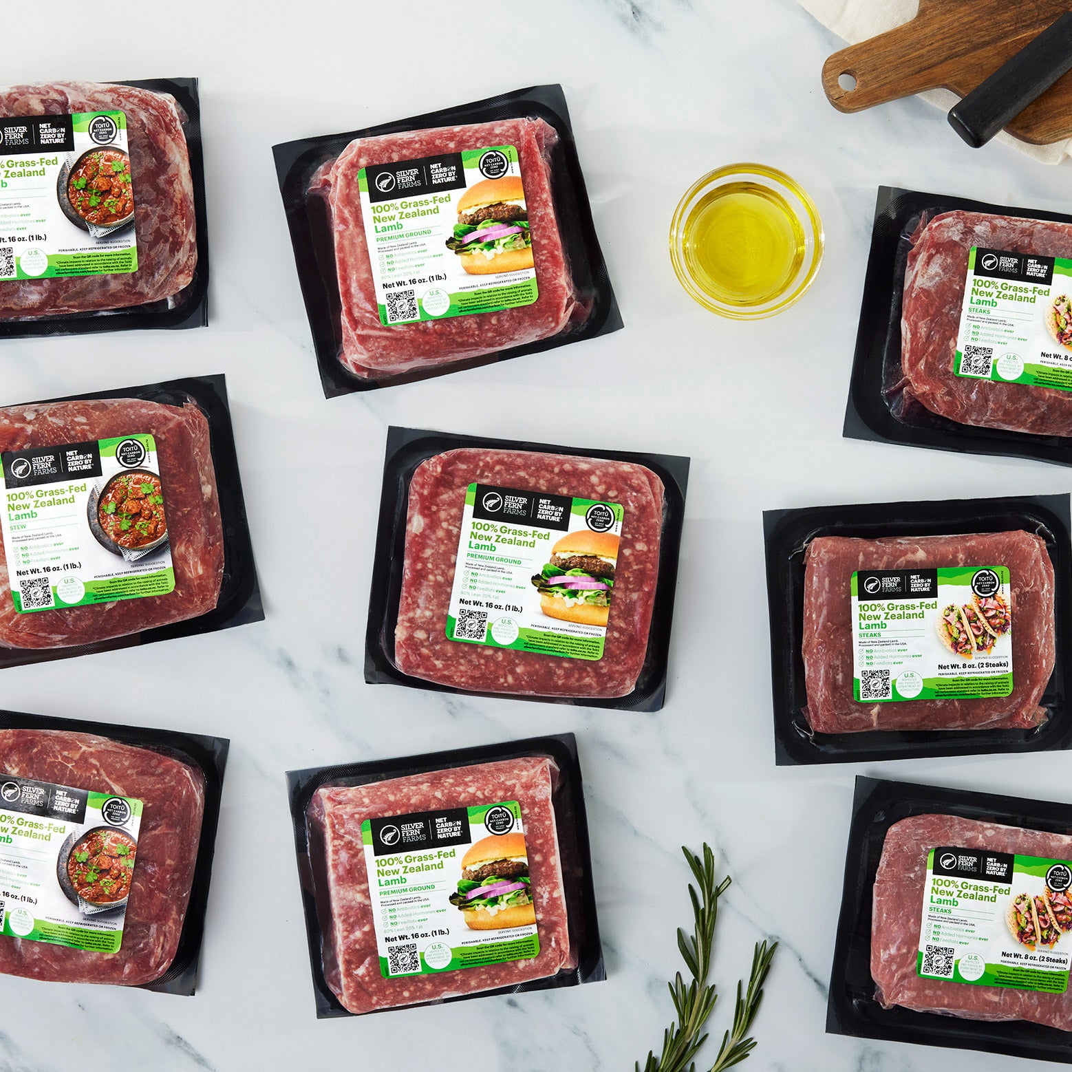 Silver Fern Farms - Net Carbon Zero by Nature 100% Grass-Fed New Zealand Lamb Premium Selection Box 9 Total Packs, 7.5 lbs