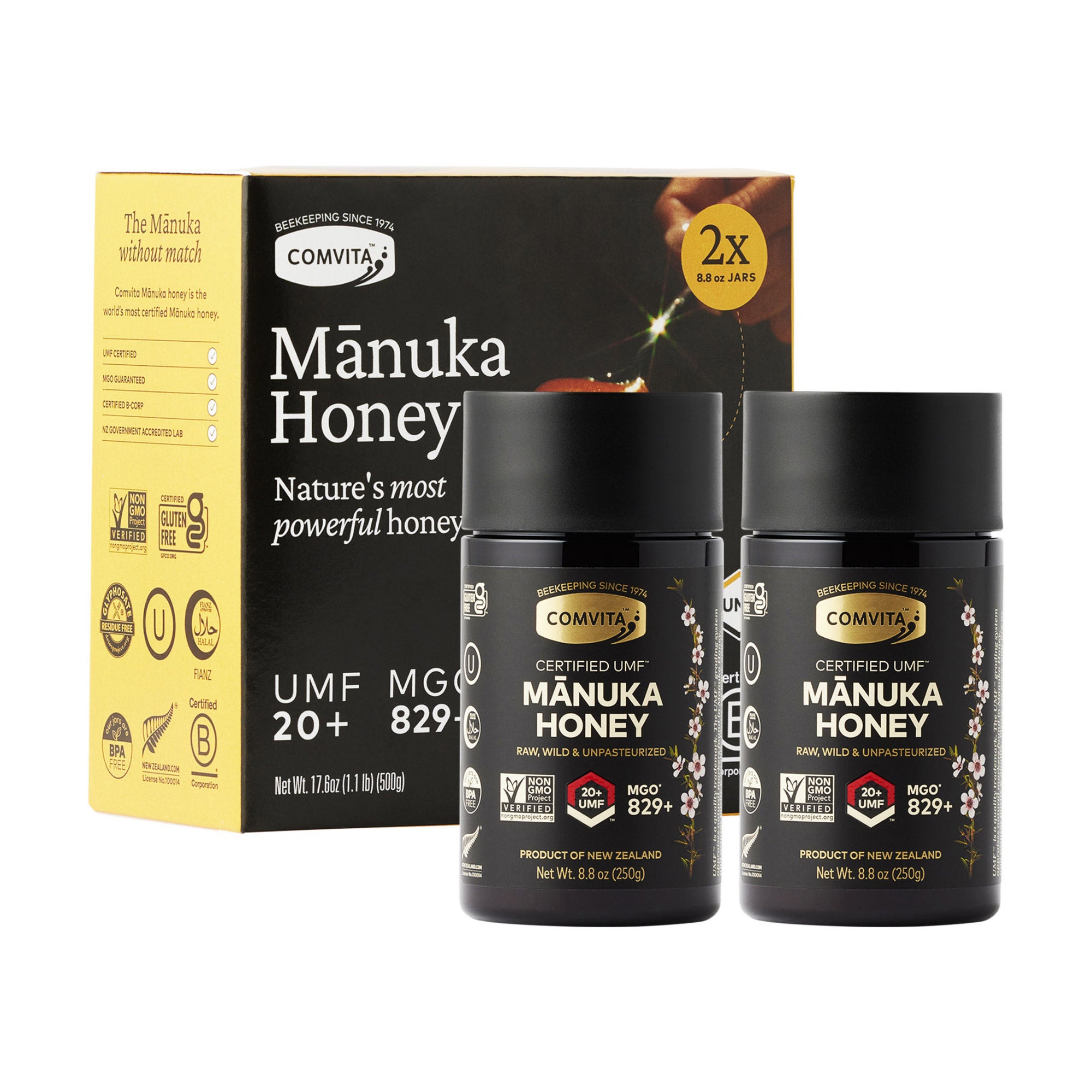 Comvita Certified UMF 20+ (MGO 829+) Raw Manuka Honey, 8.8 oz (2-Pack)