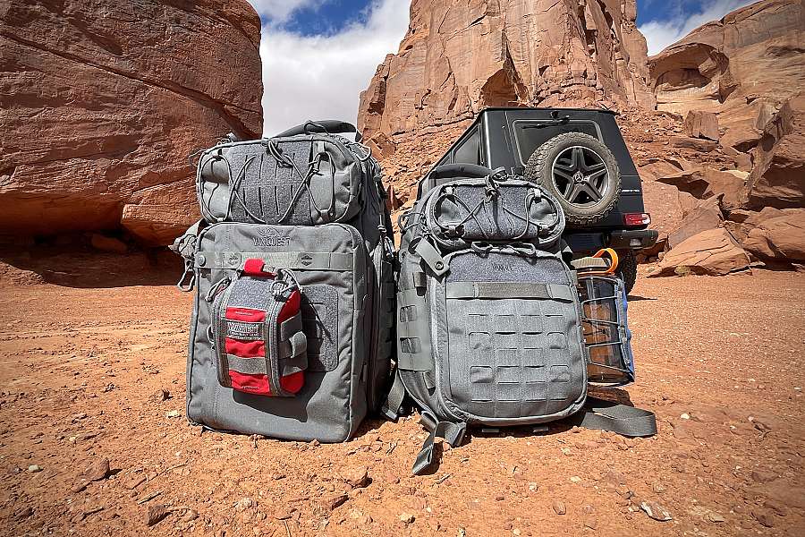 TRIDENT-32 & JAVELIN-18 backpacks getting sun.