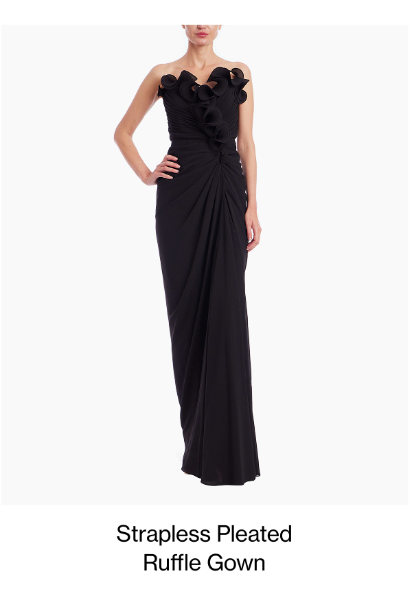 Strapless Pleated Ruffle Gown