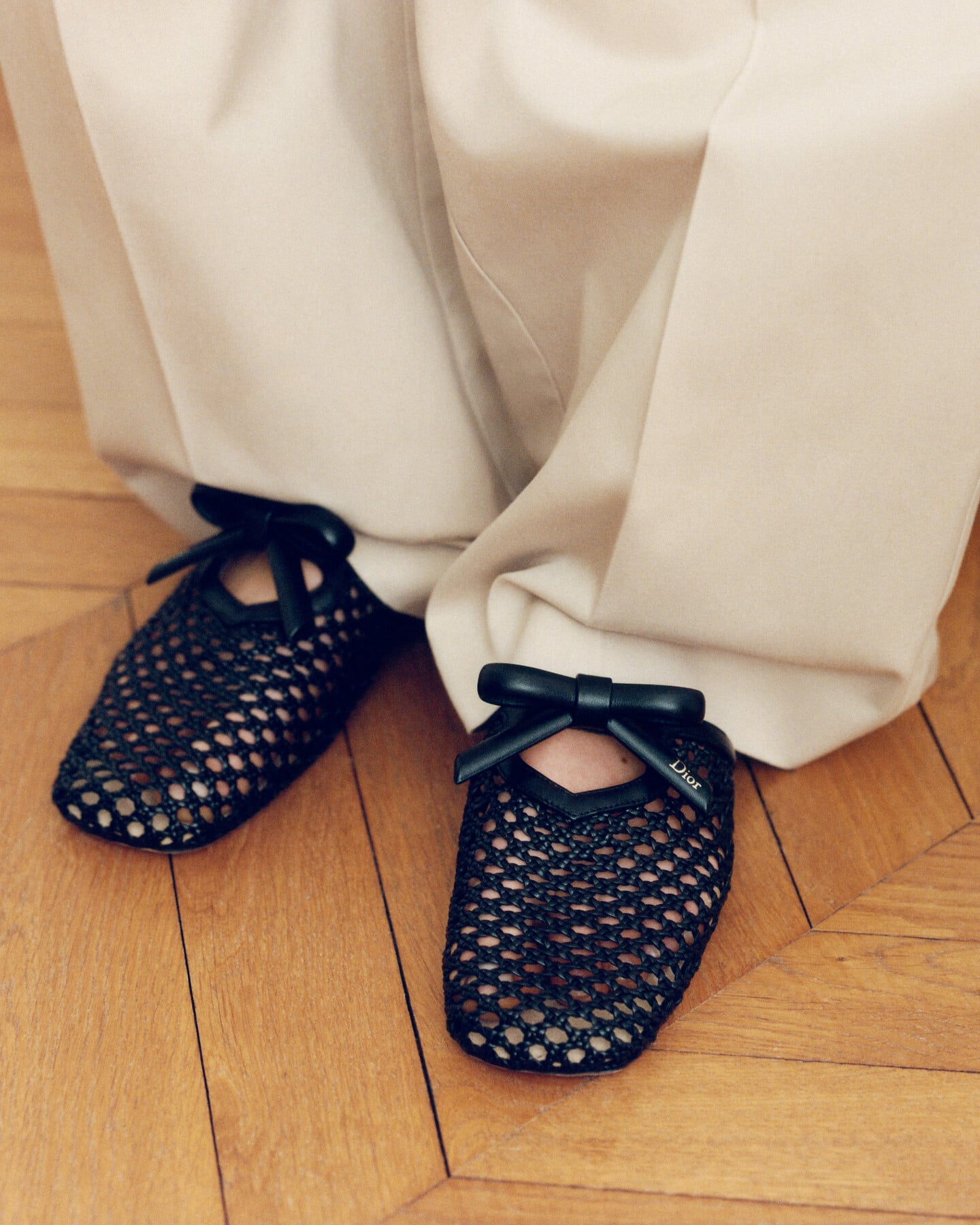Dior C&oelig;ur Mule, Black Woven Lambskin