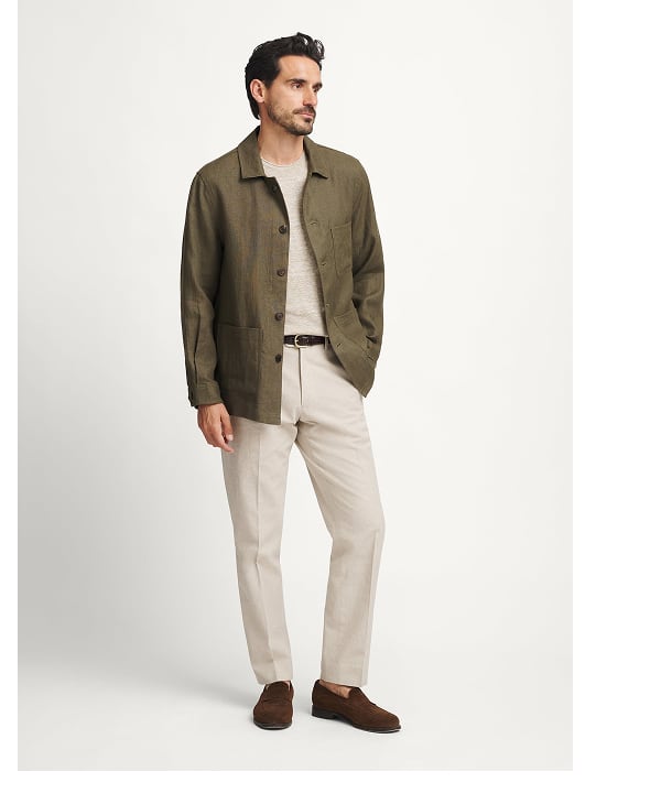 The Chore Jacket in Olive Irish Linen