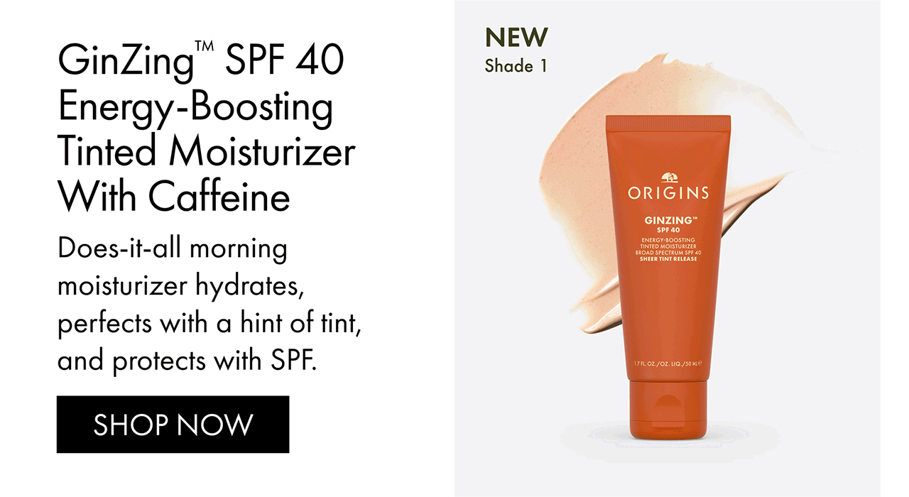 GinZing™ SPF 40 Energy-Boosting Tinted Moisturizer With Caffeine | Does-it-all morning moisturizer hydrates, perfects with a hint of tint, and protects with SPF. | SHOP NOW