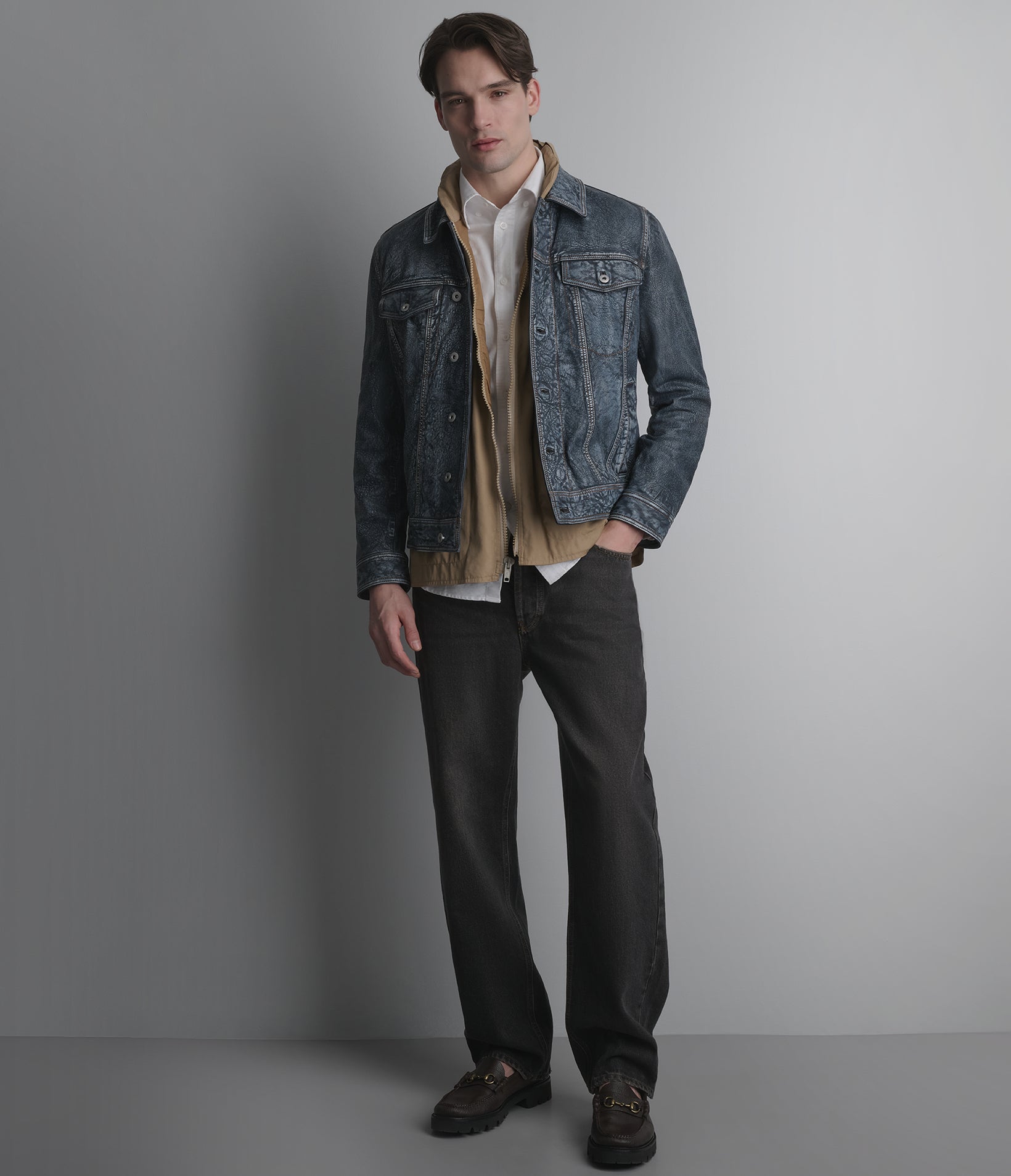 Image of CHASE LEATHER DENIM JACKET
