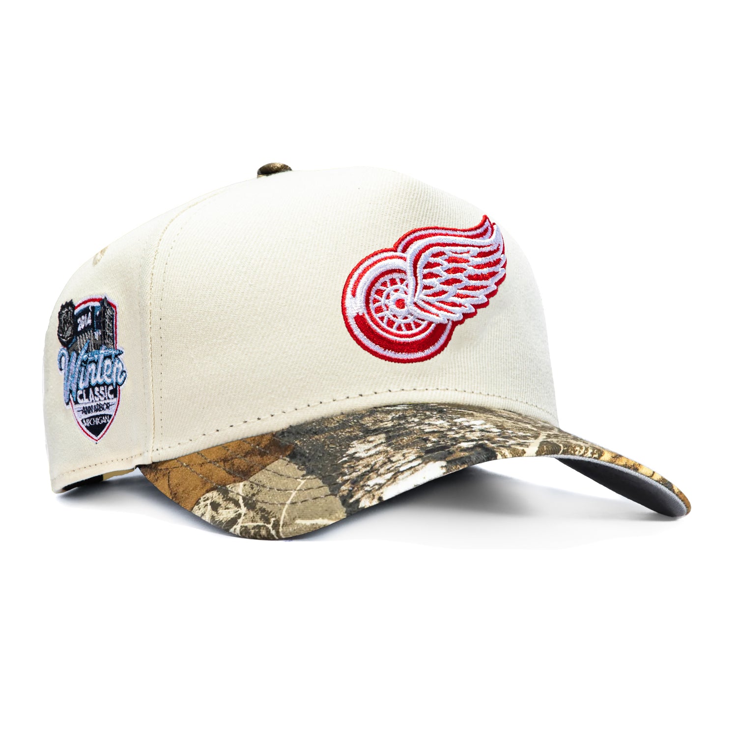 Image of New Era 9Forty A-Frame Realtree Visor Detroit Red Wings 2014 Winter Classic Patch Snapback Hat - White, Realtree
