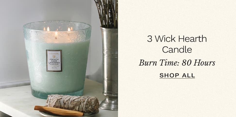 3 Wick Hearth Candle. Burn time: 80 hours. Shop all.