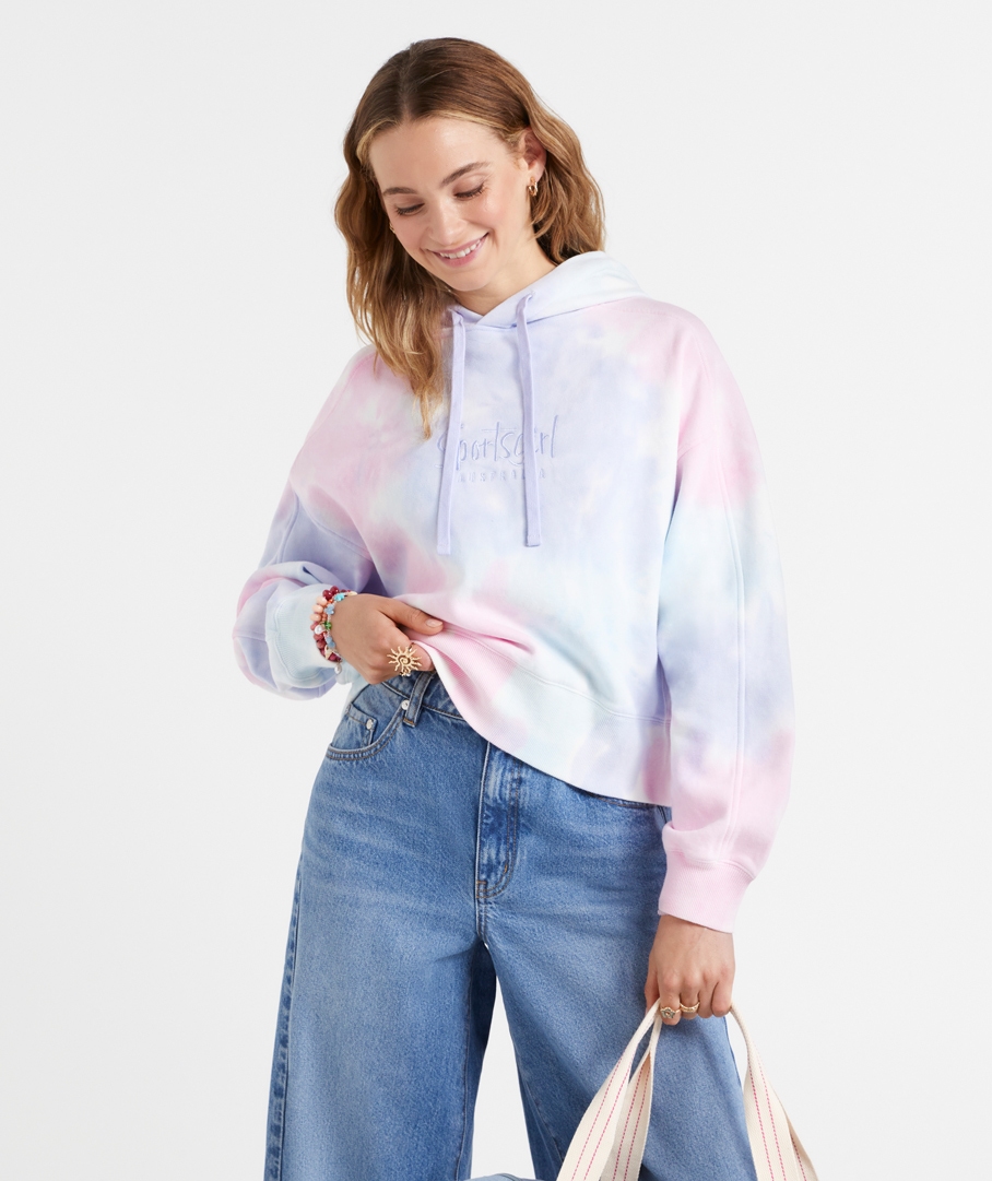 SPORTSGIRL TIE DYE CHOPPED HOODIE