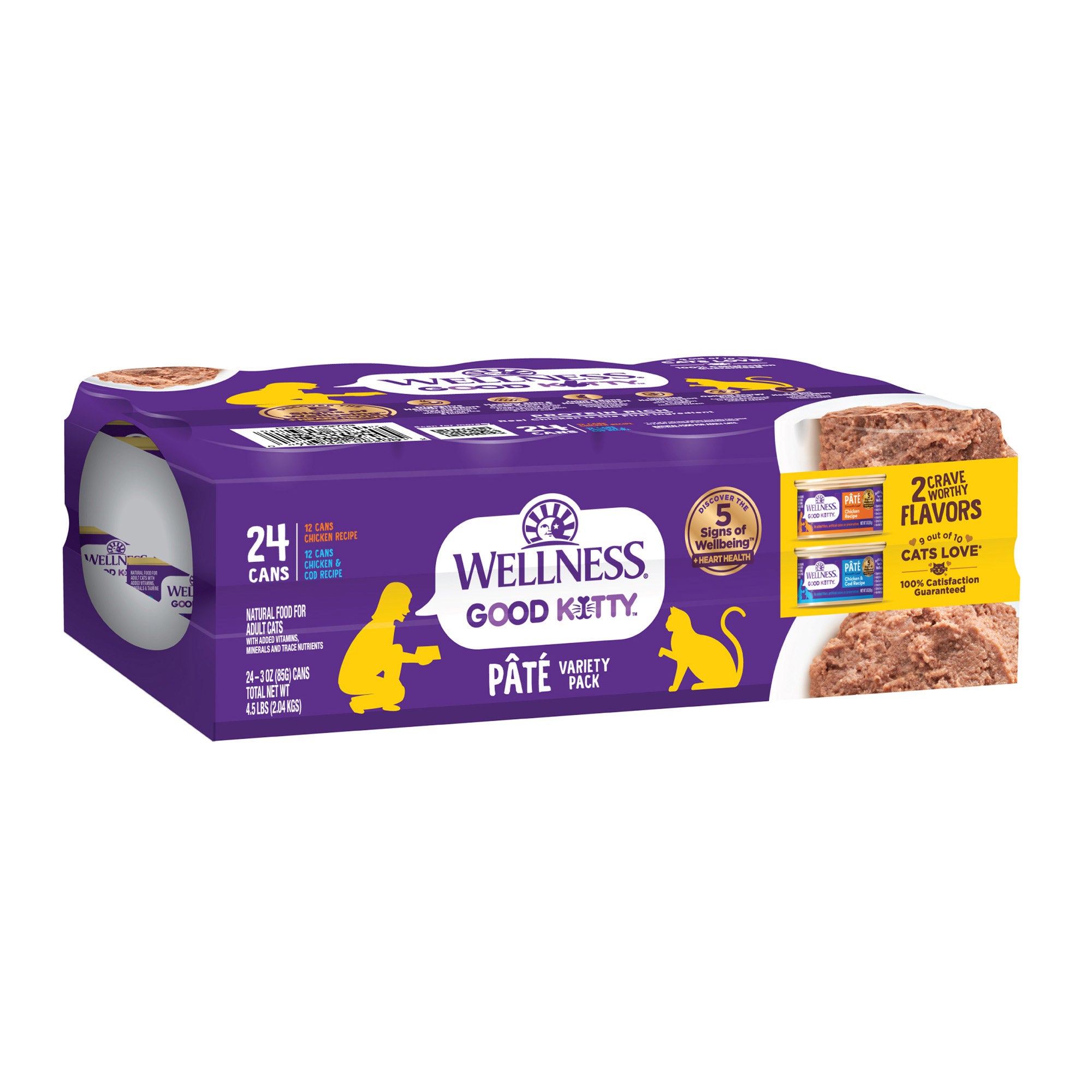 Wellness Good Kitty Wet Cat Food Pate Variety Pack, 3 oz, 24-Count