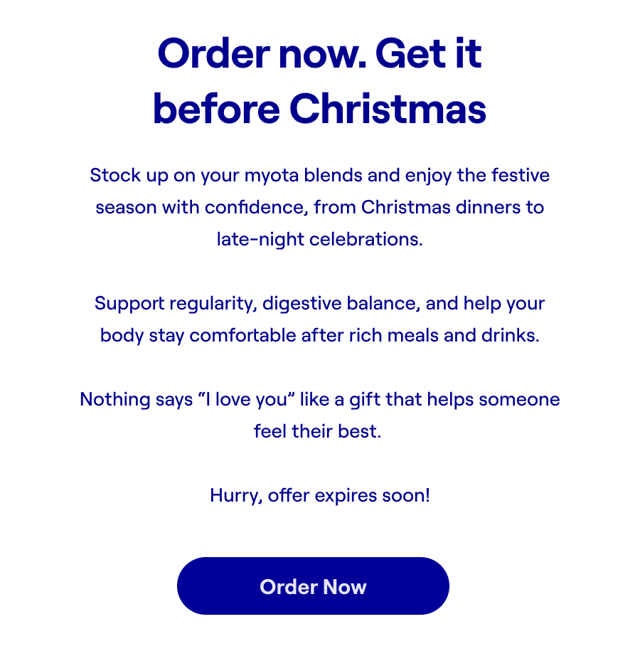 Order now. Get it before Christmas