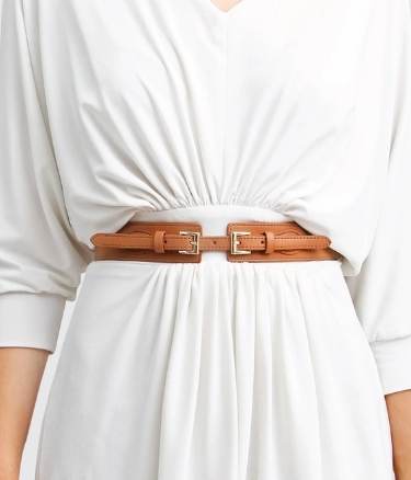 London Fog Leather Waist Belt - Brown