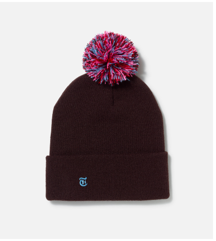 “T” Logo Beanie With Multicolor Pompom