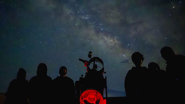 View of the night sky and telescope on an Astrostays holiday.