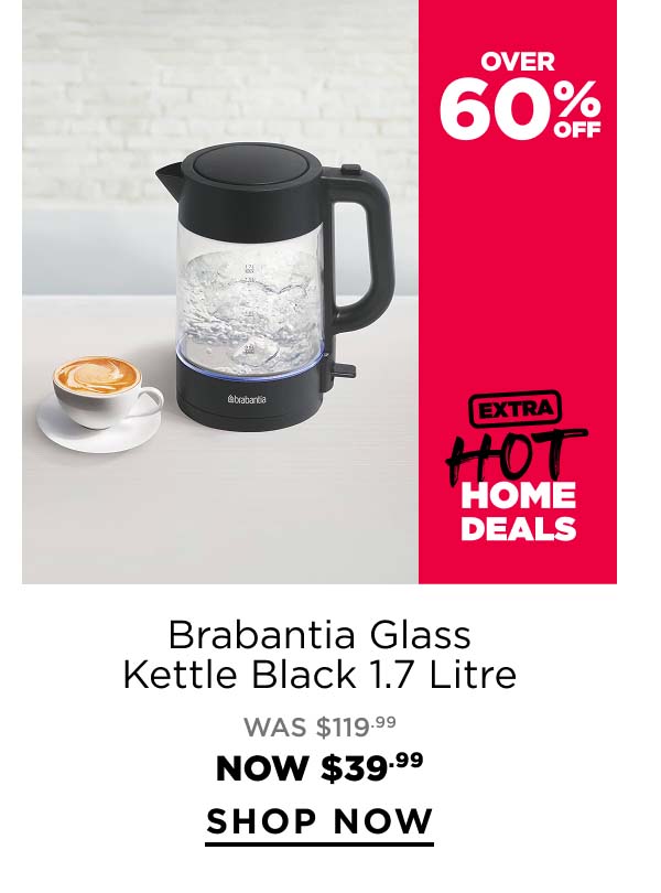 Brabantia Glass Kettle Black 1.7 Litre